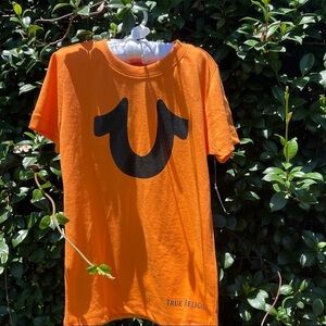 NWT True Religion Boys Orange Drip Graphic Short Sleeve Tee